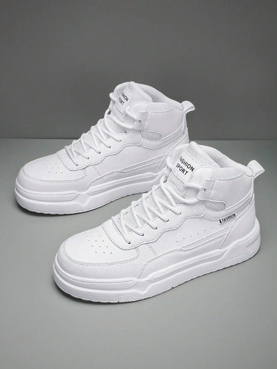 Men's Latest Fashionable Couples' White Shoes - Slip-Resistant, Versatile, Lightweight, Comfortable, High-Top Sneakers For Outdoor Activities