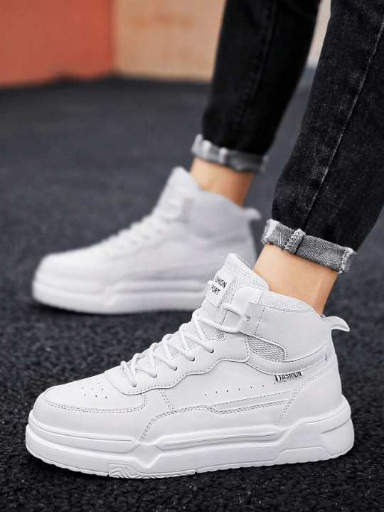 Men's Latest Fashionable Couples' White Shoes - Slip-Resistant, Versatile, Lightweight, Comfortable, High-Top Sneakers For Outdoor Activities