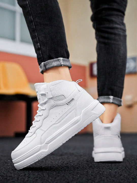 Men's Latest Fashionable Couples' White Shoes - Slip-Resistant, Versatile, Lightweight, Comfortable, High-Top Sneakers For Outdoor Activities