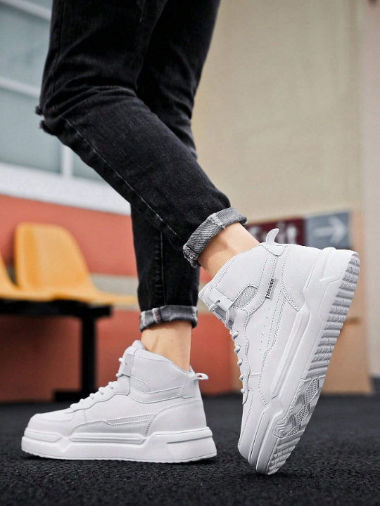 Men's Latest Fashionable Couples' White Shoes - Slip-Resistant, Versatile, Lightweight, Comfortable, High-Top Sneakers For Outdoor Activities