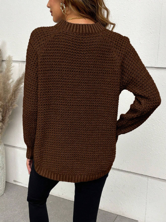 Solid Colored Raglan Sleeve Sweater