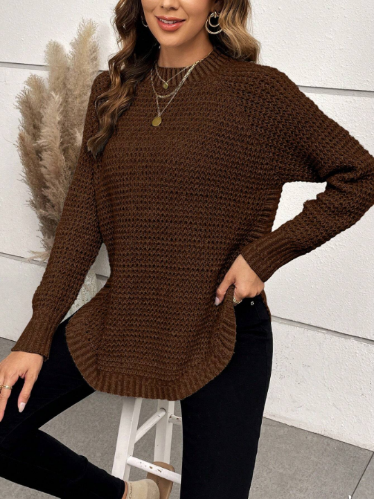 Solid Colored Raglan Sleeve Sweater