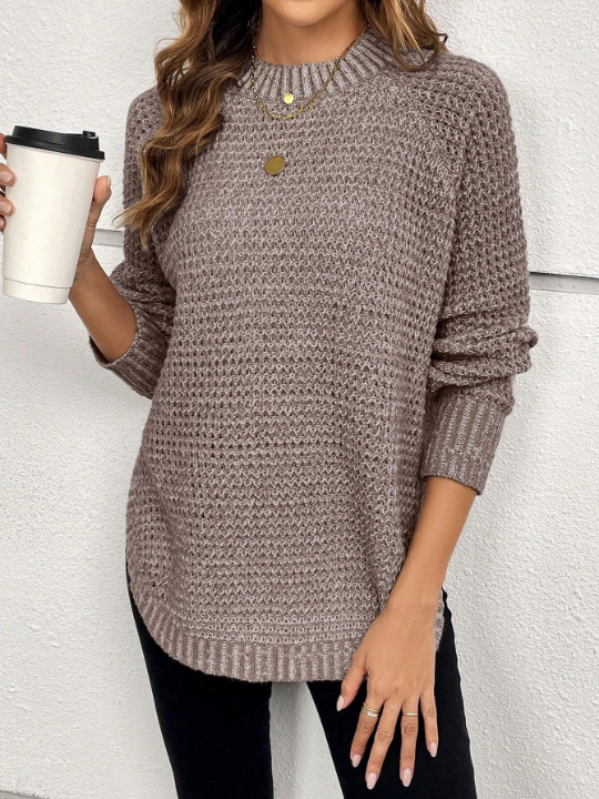 Solid Color Raglan Sleeve Sweater