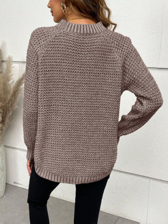 Solid Color Raglan Sleeve Sweater