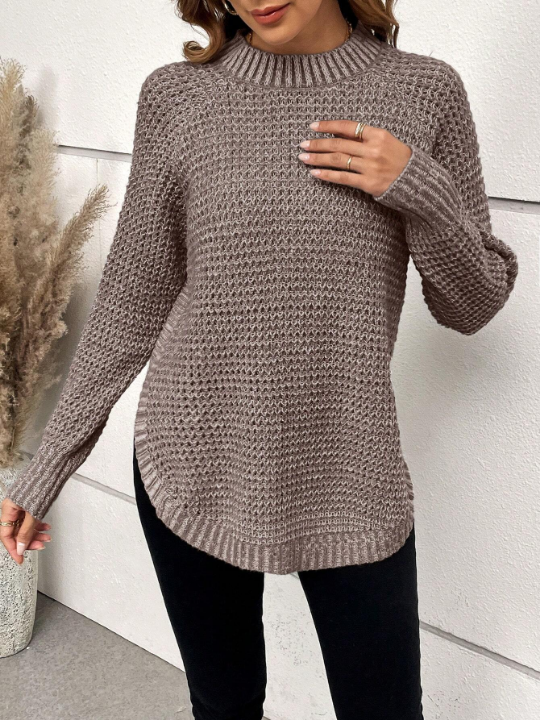 Solid Color Raglan Sleeve Sweater