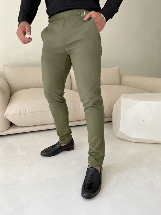 Manfinity Mode Solid Color Slim Fit Men's Pants