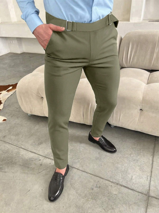 Manfinity Mode Solid Color Slim Fit Men's Pants