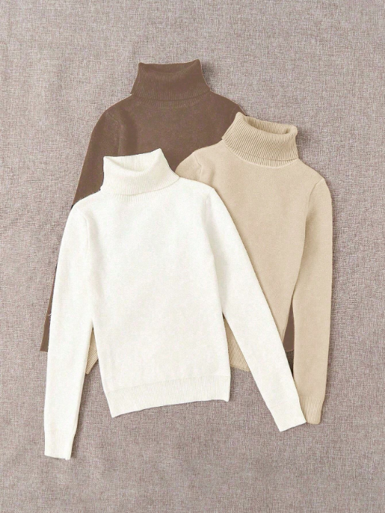 Essnce 3pcs Fleece Lined Turtleneck Sweater