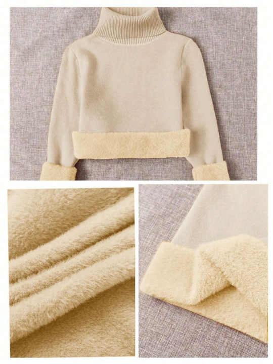 Essnce 3pcs Fleece Lined Turtleneck Sweater