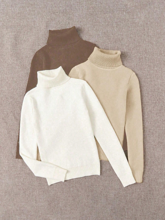 Essnce 3pcs Fleece Lined Turtleneck Sweater