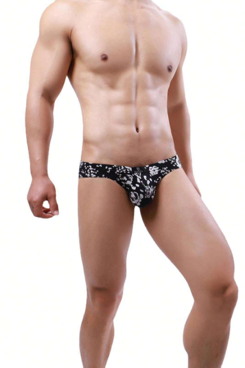 New Arrival Printed Men's Low-Rise Polyester Trunks, Stylish Men's Triangle Underwear