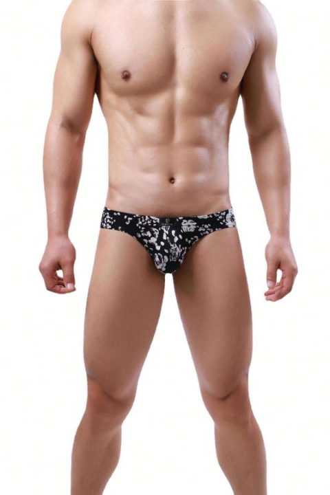 New Arrival Printed Men's Low-Rise Polyester Trunks, Stylish Men's Triangle Underwear