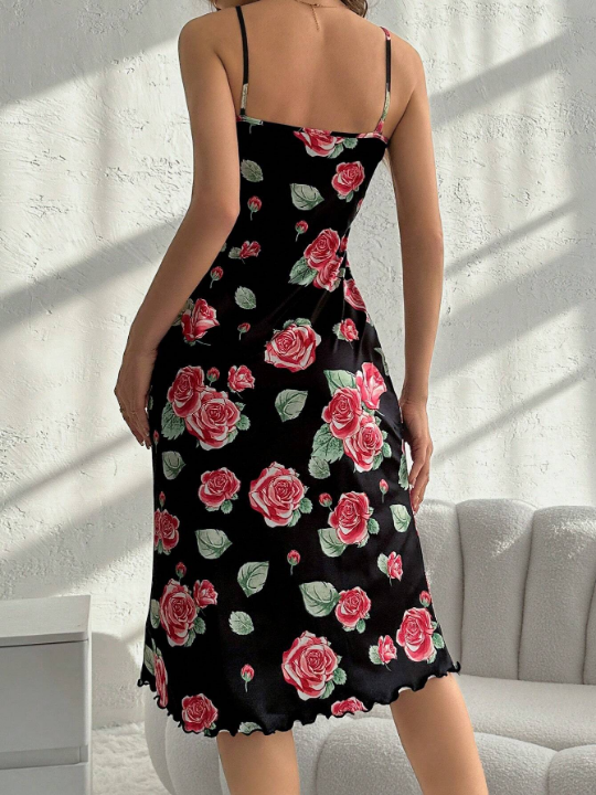 Floral Print Spaghetti Strap Sleep Dress