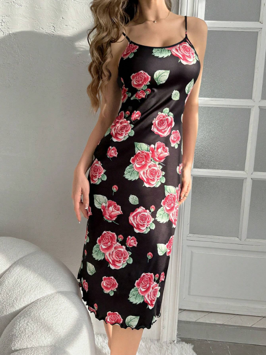 Floral Print Spaghetti Strap Sleep Dress