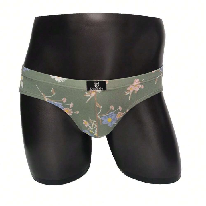 New Arrival Low-Waist Men's Polyester Floral Printed Fashionable Sexy Triangle Underwear