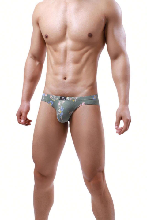 New Arrival Low-Waist Men's Polyester Floral Printed Fashionable Sexy Triangle Underwear