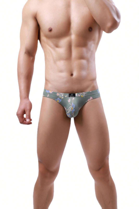 New Arrival Low-Waist Men's Polyester Floral Printed Fashionable Sexy Triangle Underwear