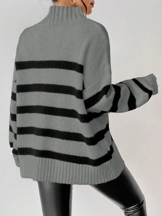 Essnce Striped Drop Shoulder Sweater