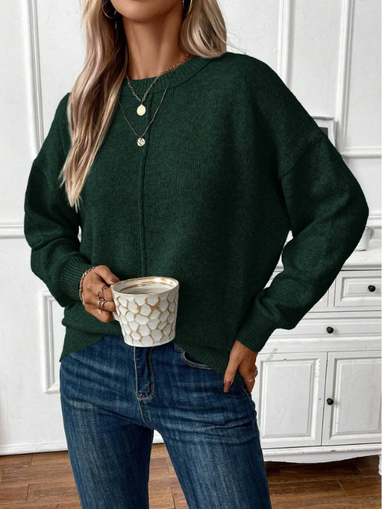 LUNE Solid Drop Shoulder Sweater