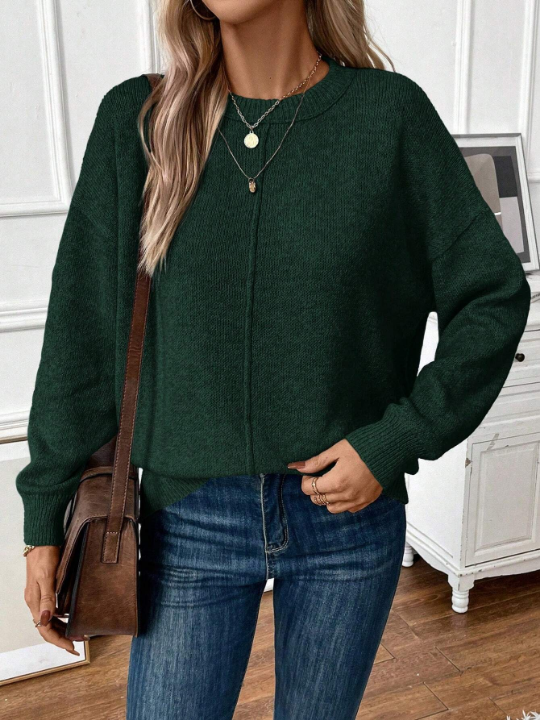 LUNE Solid Drop Shoulder Sweater