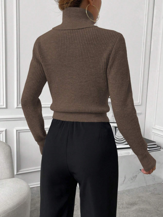 Priv High Neck Lantern Sleeve Sweater