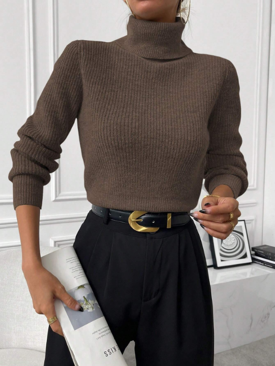 Priv High Neck Lantern Sleeve Sweater