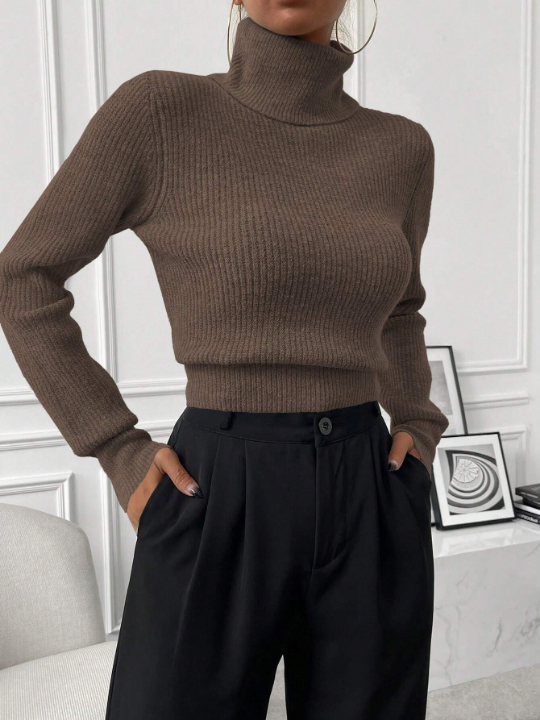 Priv High Neck Lantern Sleeve Sweater