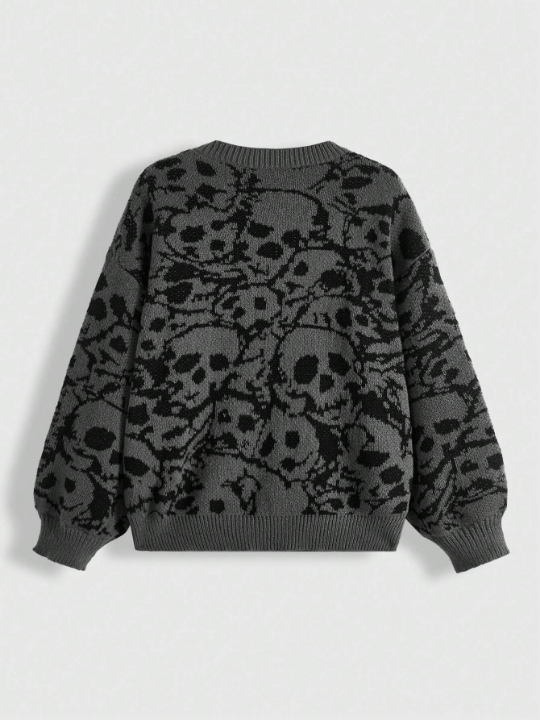 ROMWE Goth Women's Skull Printed Pullover Sweater