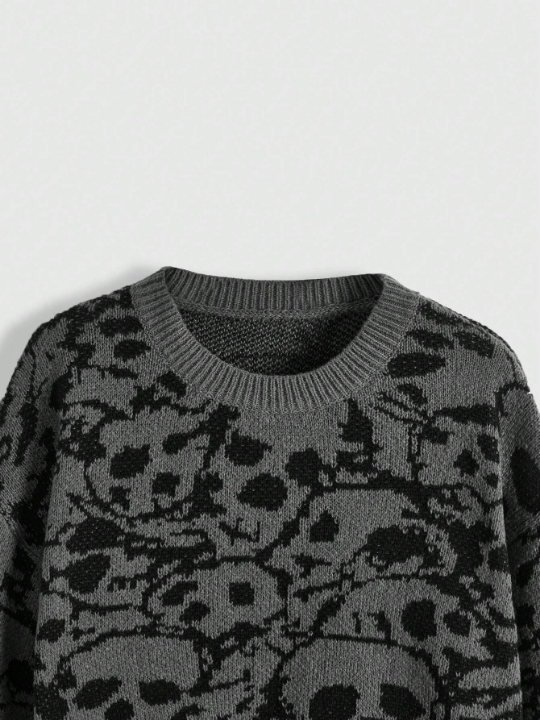 ROMWE Goth Women's Skull Printed Pullover Sweater