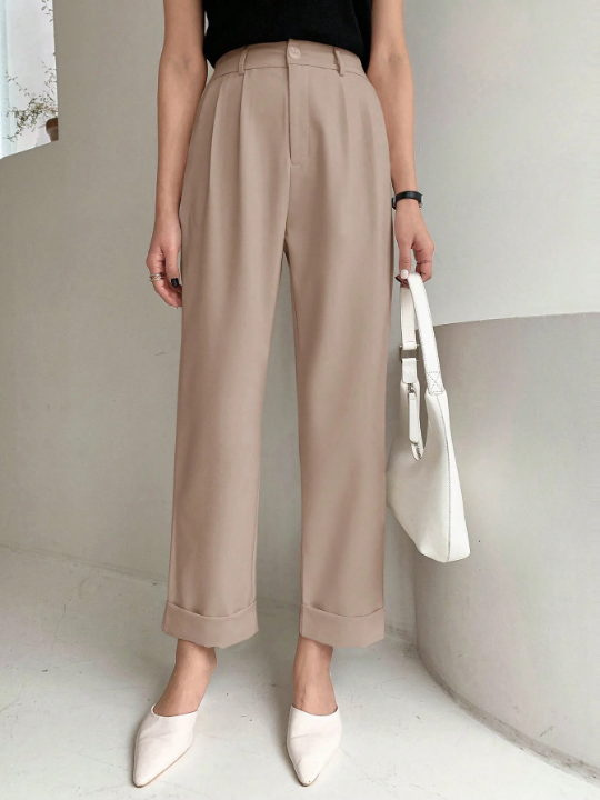 DAZY Ladies' Rolled Cuff Design Straight-leg Pants