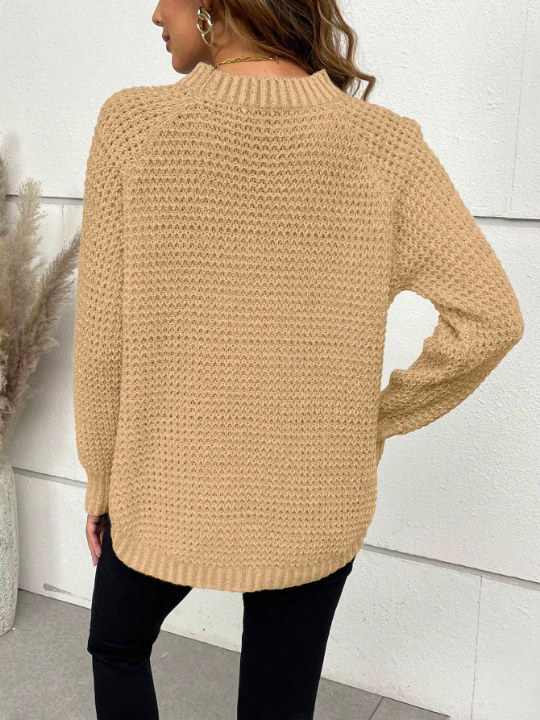 Solid Color Raglan Sleeve Sweater