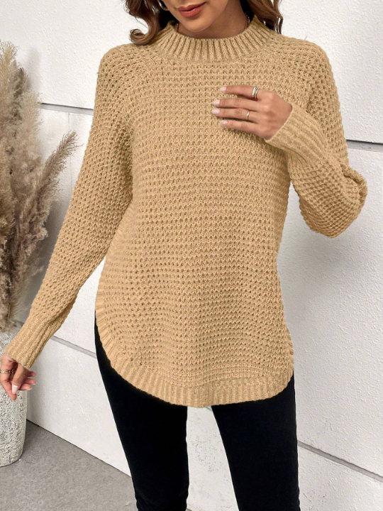 Solid Color Raglan Sleeve Sweater