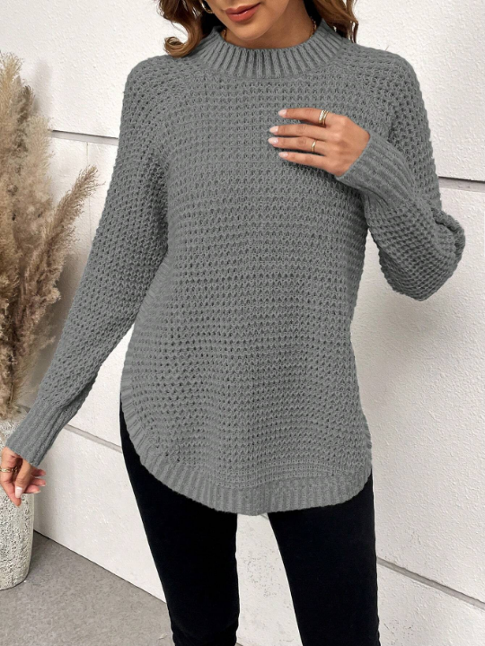 Solid Color Raglan Sleeve Sweater