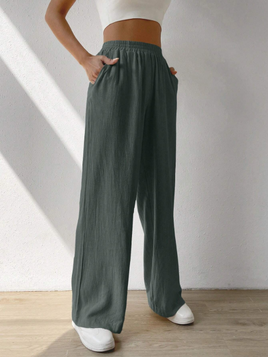 EZwear Regular Trousers With Elastic Waist And Slant Pockets