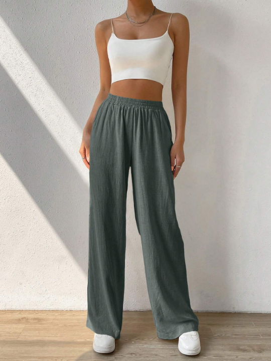 EZwear Regular Trousers With Elastic Waist And Slant Pockets