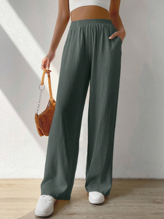 EZwear Regular Trousers With Elastic Waist And Slant Pockets