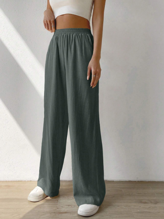 EZwear Regular Trousers With Elastic Waist And Slant Pockets