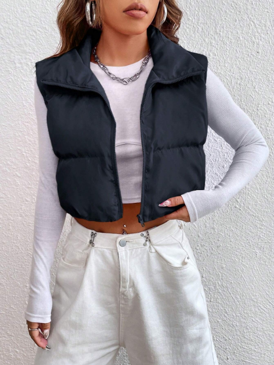 EZwear Zipper Front Padded Vest Jacket