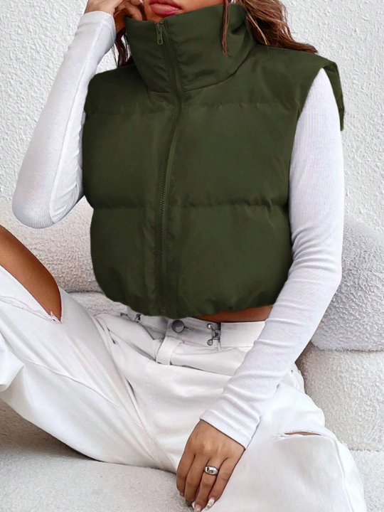 EZwear Solid Color Vest Padded Jacket