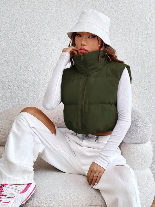 EZwear Solid Color Vest Padded Jacket