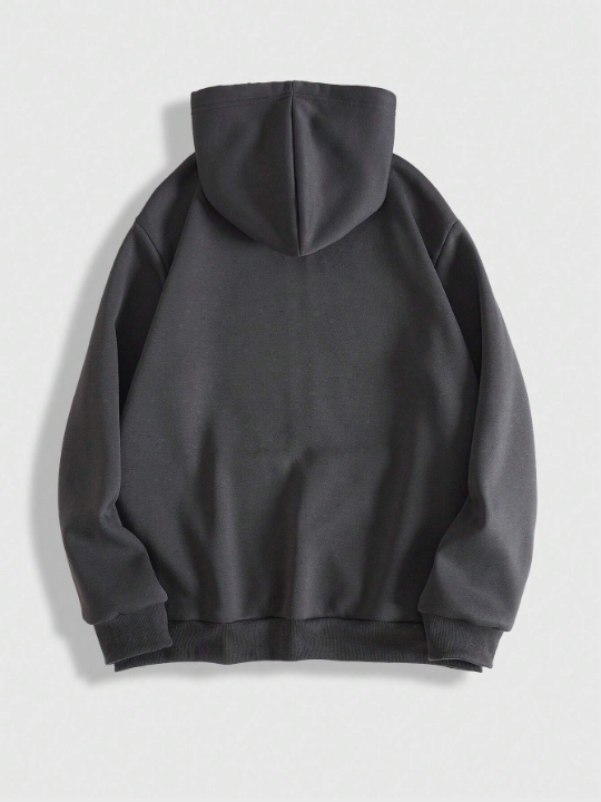 ROMWE Goth Men Graphic Zip Up Thermal Lined Hoodie