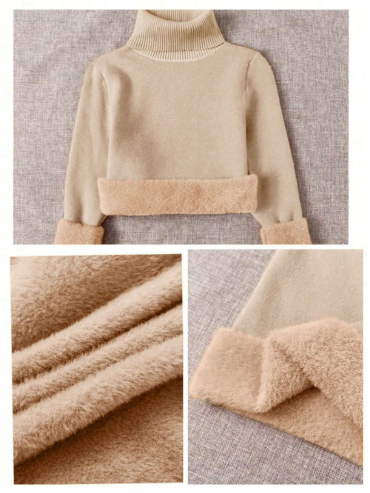 Essnce Women's Basic Solid Color Fleece Turtleneck Sweater (3pcs/set)