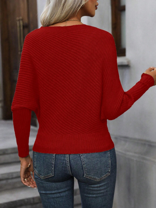 Essnce Solid Batwing Sleeve Sweater