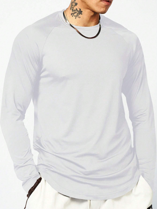 Sport Corelite Men Solid Raglan Sleeve Curved Hem Sports Tee