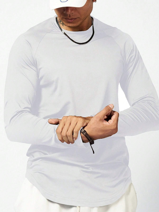 Sport Corelite Men Solid Raglan Sleeve Curved Hem Sports Tee