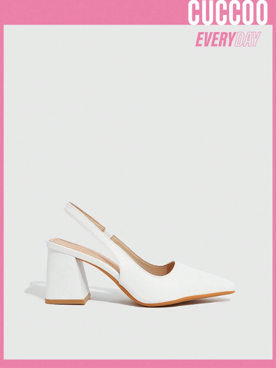 Cuccoo Everyday Collection Woman Shoes Minimalist Chunky Heeled Pumps, Elegant Artificial Leather Slingbacks For Spring And Summer