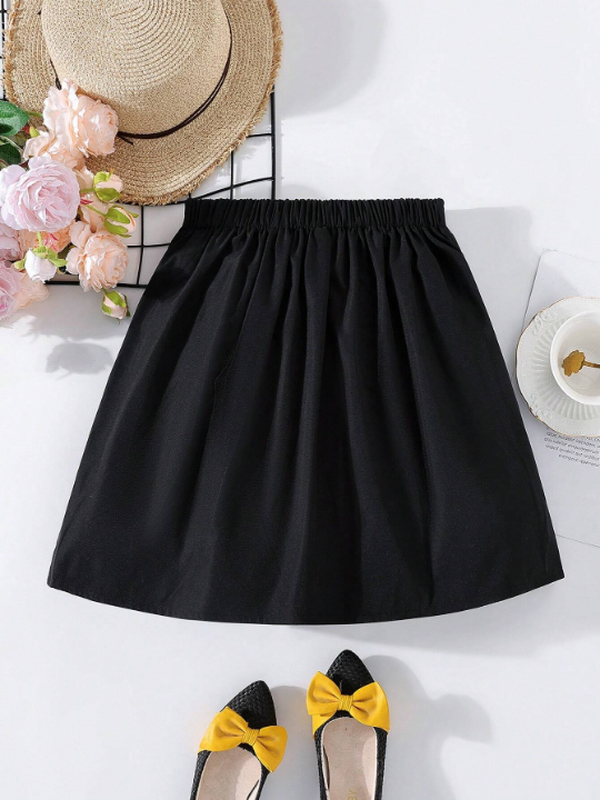 Teen Girl Letter Embroidered Pleated Skirt