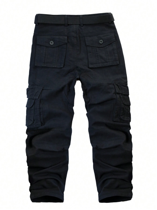 Men's Solid Color Flap Pocket Pants