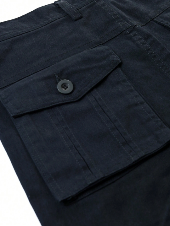 Men's Solid Color Flap Pocket Pants