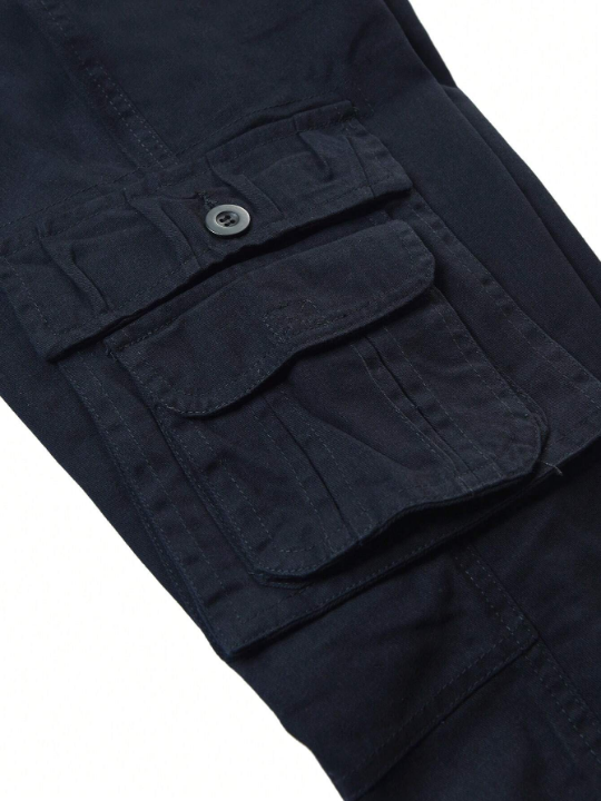 Men's Solid Color Flap Pocket Pants